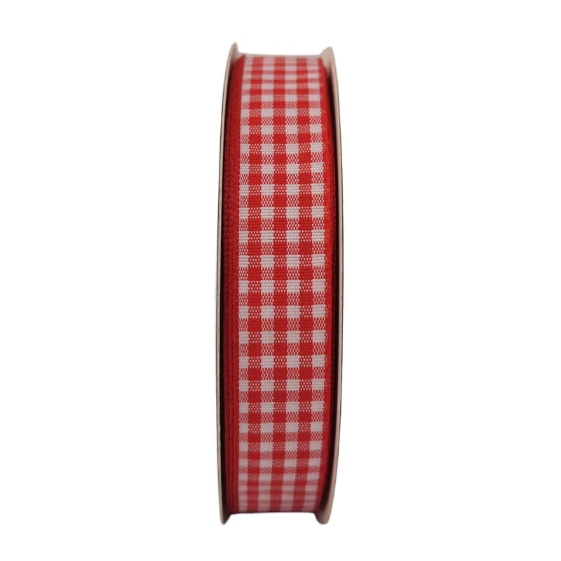 Micomon Red and White 100% Polyester Gingham Ribbon 25 Yards Each Roll (5/8", red) - Image 4